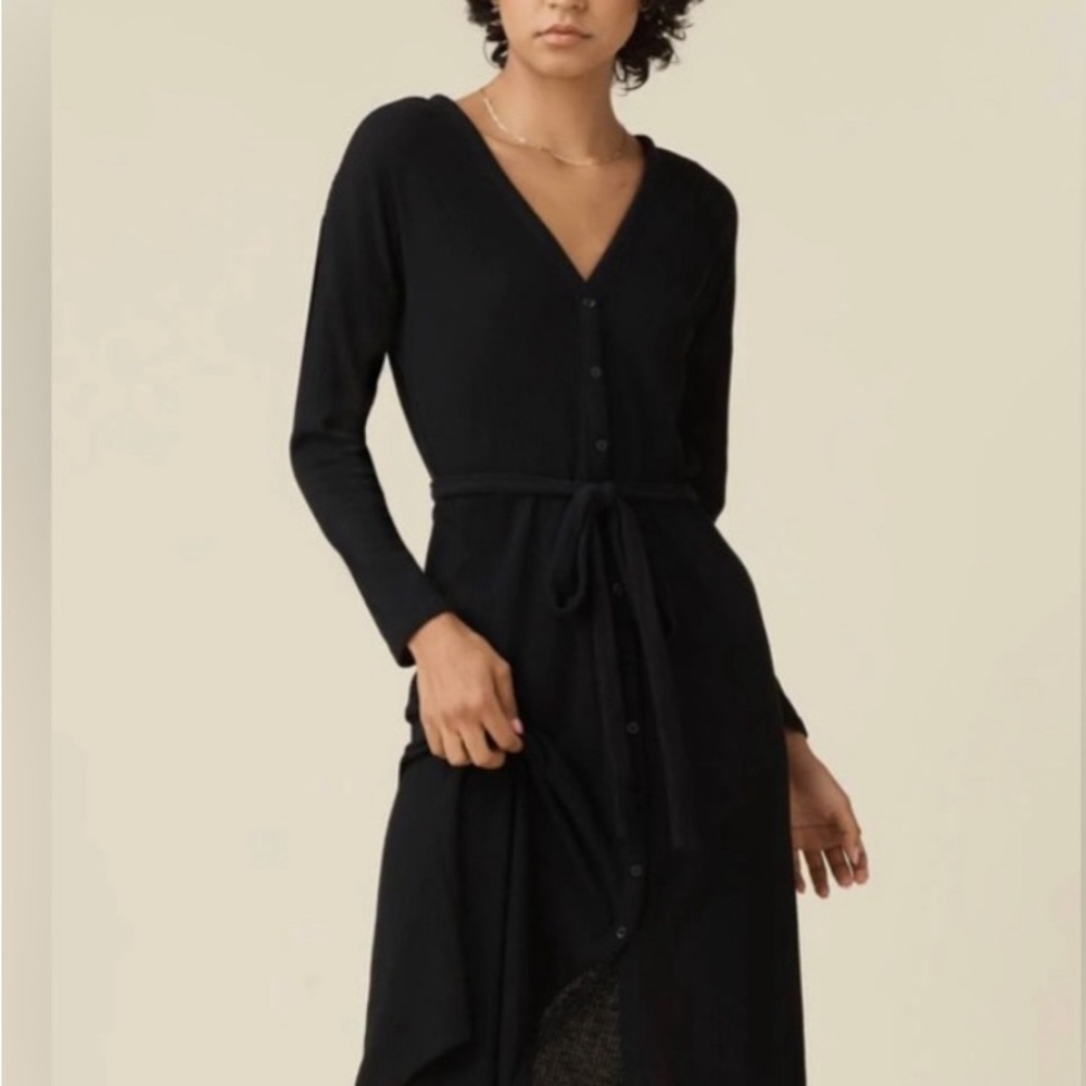 VETTA reversible cardigan dress Black V-Neck Button Dress